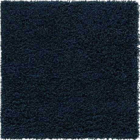 Sapphire Blue 3' 1 x 3' 1 Solid Shag Square Area Rug Thick Soft Touch Fluffy & Plush Shaggy Pile