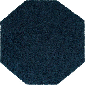 Sapphire Blue 7' 10 x 7' 10 Solid Shag Octagon Area Rug Thick Soft Touch Fluffy & Plush Shaggy Pile