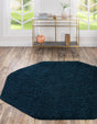 Sapphire Blue 4' 1 x 4' 1 Solid Shag Octagon Area Rug Thick Soft Touch Fluffy & Plush Shaggy Pile