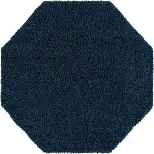Sapphire Blue 6' 1 x 6' 1 Solid Shag Octagon Area Rug Thick Soft Touch Fluffy & Plush Shaggy Pile