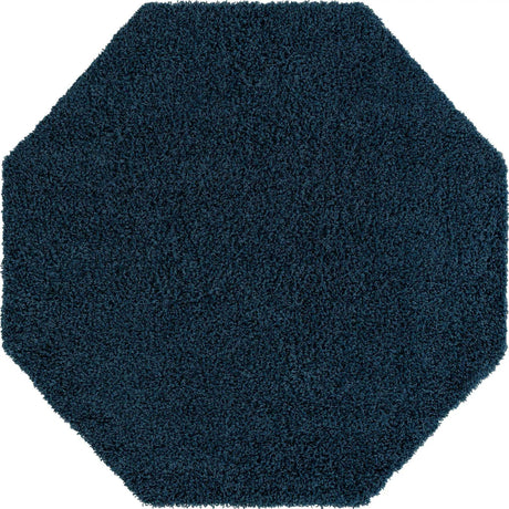 Sapphire Blue 6' 1 x 6' 1 Solid Shag Octagon Area Rug Thick Soft Touch Fluffy & Plush Shaggy Pile