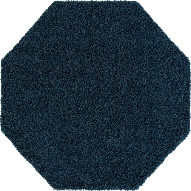 Sapphire Blue 6' 1 x 6' 1 Solid Shag Octagon Area Rug Thick Soft Touch Fluffy & Plush Shaggy Pile