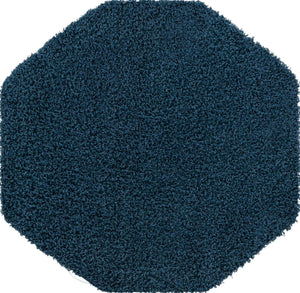 Sapphire Blue 4' 1 x 4' 1 Solid Shag Octagon Area Rug Thick Soft Touch Fluffy & Plush Shaggy Pile