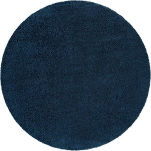 Sapphire Blue 7' 1 x 7' 1 Solid Shag Round Area Rug Thick Soft Touch Fluffy & Plush Shaggy Pile