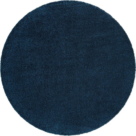 Sapphire Blue 7' 1 x 7' 1 Solid Shag Round Area Rug Thick Soft Touch Fluffy & Plush Shaggy Pile