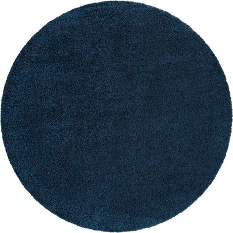 Sapphire Blue 5' 3 x 5' 3 Solid Shag Round Area Rug Thick Soft Touch Fluffy & Plush Shaggy Pile
