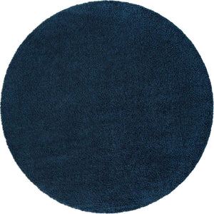 Sapphire Blue 4' 1 x 4' 1 Solid Shag Round Area Rug Thick Soft Touch Fluffy & Plush Shaggy Pile