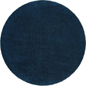 Sapphire Blue 3' 1 x 3' 1 Solid Shag Round Area Rug Thick Soft Touch Fluffy & Plush Shaggy Pile