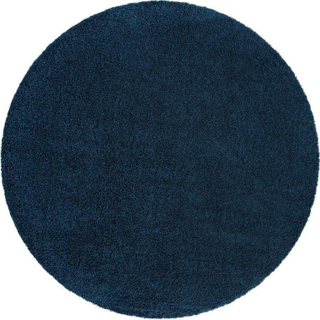 Sapphire Blue 3' 1 x 3' 1 Solid Shag Round Area Rug Thick Soft Touch Fluffy & Plush Shaggy Pile