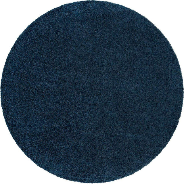 Sapphire Blue 3' 1 x 3' 1 Solid Shag Round Area Rug Thick Soft Touch Fluffy & Plush Shaggy Pile