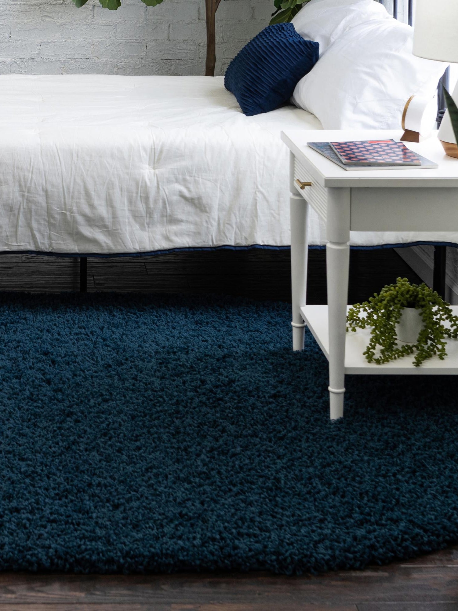 Sapphire Blue 7' 10 x 10' Solid Shag Oval Area Rug Thick Soft Touch Fluffy & Plush Shaggy Pile Durable Minimalist Carpet for Classic Interior Design for Sale at Rug Engine