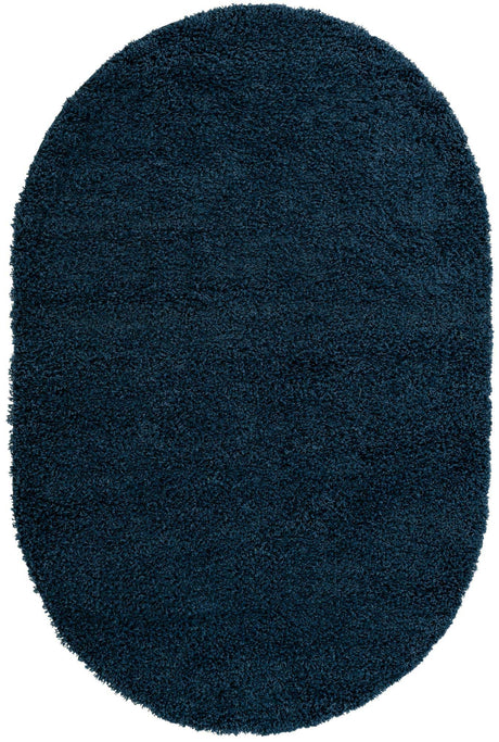Sapphire Blue 5' 3 x 8' Solid Shag Oval Area Rug Thick Soft Touch Fluffy & Plush Shaggy Pile