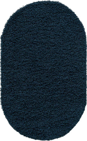 Sapphire Blue 3' 1 x 5' 3 Solid Shag Oval Area Rug Thick Soft Touch Fluffy & Plush Shaggy Pile