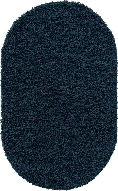 Sapphire Blue 3' 1 x 5' 3 Solid Shag Oval Area Rug Thick Soft Touch Fluffy & Plush Shaggy Pile