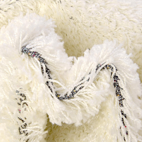 Snow White 4' 1 x 4' 1 Solid Shag Octagon Area Rug Thick Soft Touch Fluffy & Plush Shaggy Pile Durable Minimalist Carpet for Classic Interior Design for Sale at Rug Engine