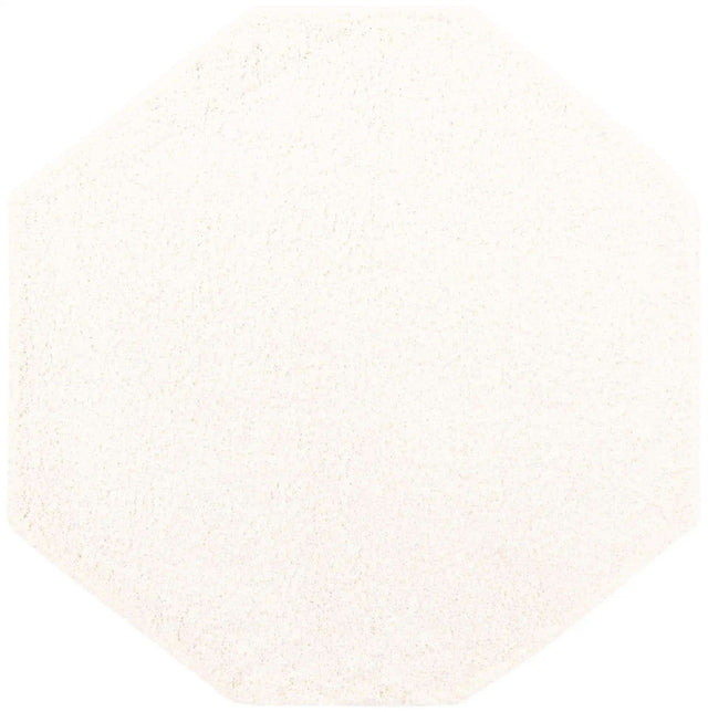 Snow White 7' 10 x 7' 10 Solid Shag Octagon Area Rug Thick Soft Touch Fluffy & Plush Shaggy Pile