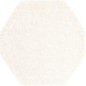 Snow White 6' 1 x 6' 1 Solid Shag Octagon Area Rug Thick Soft Touch Fluffy & Plush Shaggy Pile