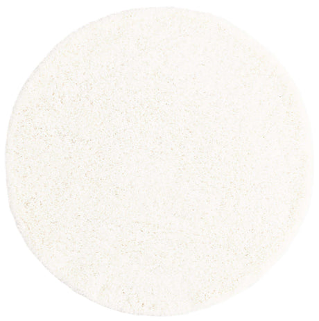 Snow White 4' 1 x 4' 1 Solid Shag Round Area Rug Thick Soft Touch Fluffy & Plush Shaggy Pile