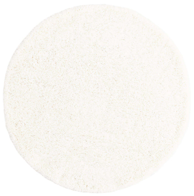 Snow White 4' 1 x 4' 1 Solid Shag Round Area Rug Thick Soft Touch Fluffy & Plush Shaggy Pile