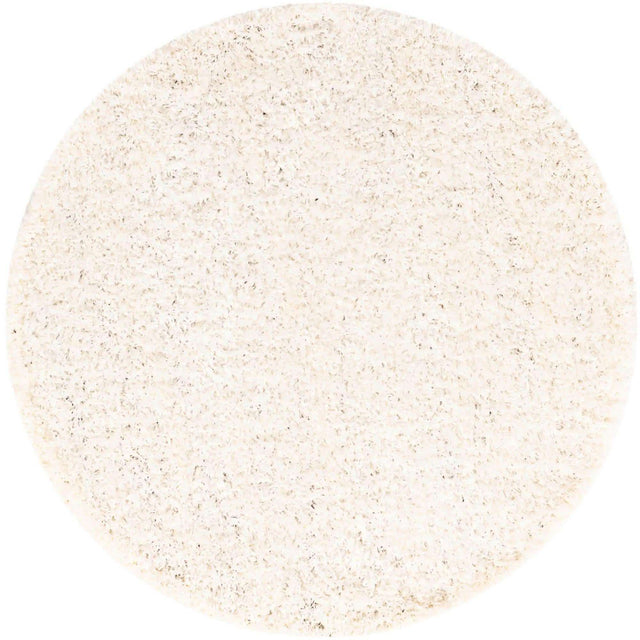 Snow White 3' 1 x 3' 1 Solid Shag Round Area Rug Thick Soft Touch Fluffy & Plush Shaggy Pile