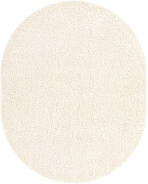 Snow White 7' 10 x 10' Solid Shag Oval Area Rug Thick Soft Touch Fluffy & Plush Shaggy Pile