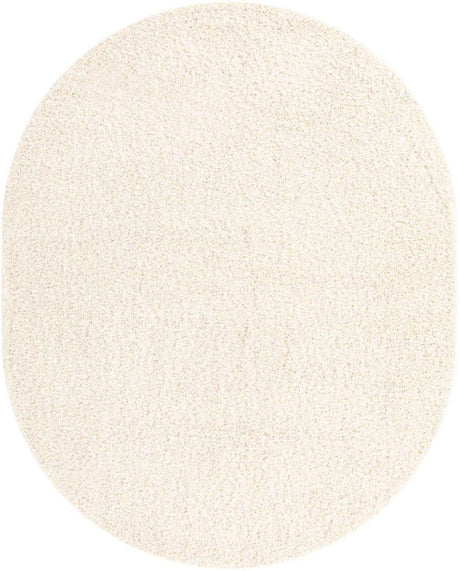Snow White 7' 10 x 10' Solid Shag Oval Area Rug Thick Soft Touch Fluffy & Plush Shaggy Pile