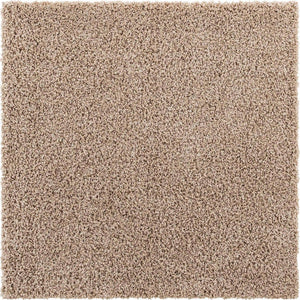 Taupe 5' 3 x 5' 3 Solid Shag Square Area Rug Thick Soft Touch Fluffy & Plush Shaggy Pile