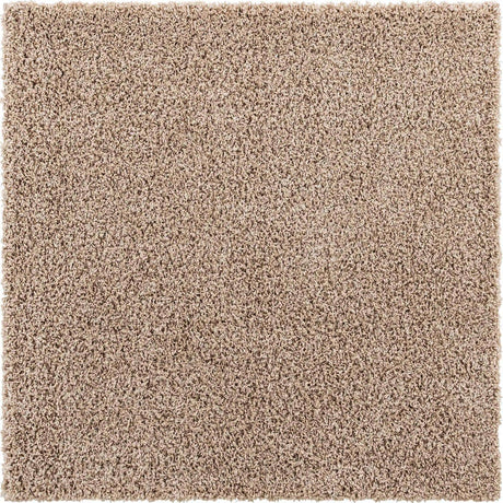 Taupe 5' 3 x 5' 3 Solid Shag Square Area Rug Thick Soft Touch Fluffy & Plush Shaggy Pile