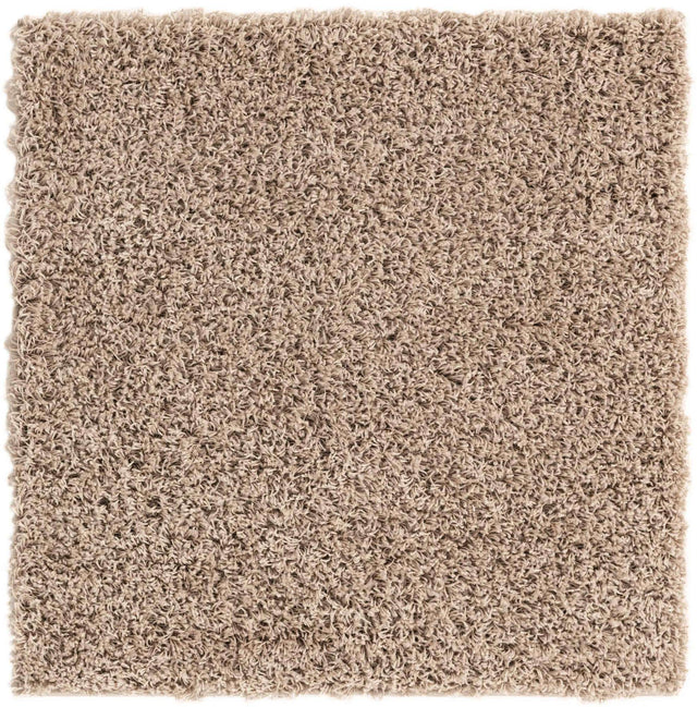 Taupe 3' 1 x 3' 1 Solid Shag Square Area Rug Thick Soft Touch Fluffy & Plush Shaggy Pile