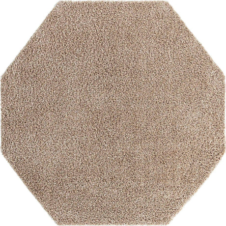 Taupe 7' 10 x 7' 10 Solid Shag Octagon Area Rug Thick Soft Touch Fluffy & Plush Shaggy Pile