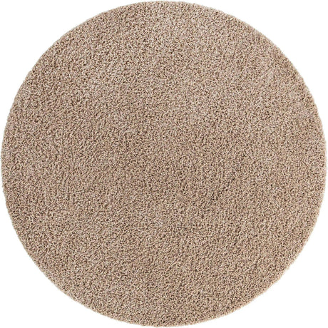 Taupe 10' x 10' Solid Shag Round Area Rug Thick Soft Touch Fluffy & Plush Shaggy Pile