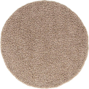 Taupe 5' 3 x 5' 3 Solid Shag Round Area Rug Thick Soft Touch Fluffy & Plush Shaggy Pile