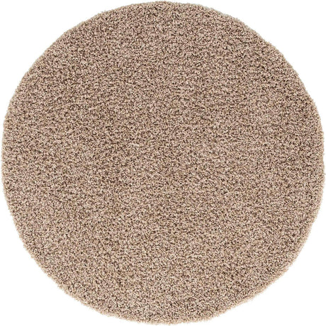 Taupe 5' 3 x 5' 3 Solid Shag Round Area Rug Thick Soft Touch Fluffy & Plush Shaggy Pile