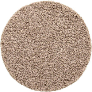 Taupe 4' 1 x 4' 1 Solid Shag Round Area Rug Thick Soft Touch Fluffy & Plush Shaggy Pile