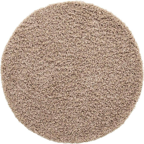 Taupe 4' 1 x 4' 1 Solid Shag Round Area Rug Thick Soft Touch Fluffy & Plush Shaggy Pile