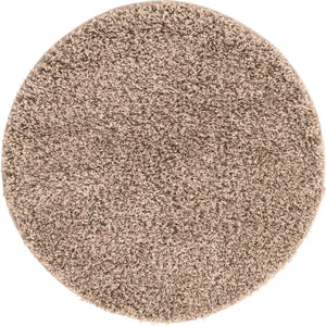 Taupe 3' 1 x 3' 1 Solid Shag Round Area Rug Thick Soft Touch Fluffy & Plush Shaggy Pile