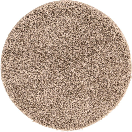 Taupe 3' 1 x 3' 1 Solid Shag Round Area Rug Thick Soft Touch Fluffy & Plush Shaggy Pile