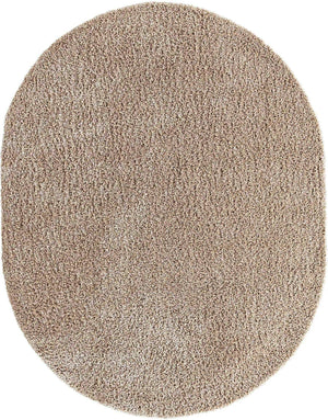 Taupe 7' 10 x 10' Solid Shag Oval Area Rug Thick Soft Touch Fluffy & Plush Shaggy Pile