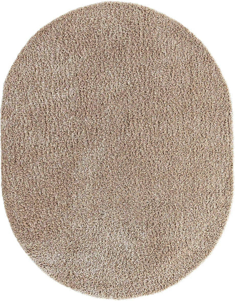 Taupe 7' 10 x 10' Solid Shag Oval Area Rug Thick Soft Touch Fluffy & Plush Shaggy Pile