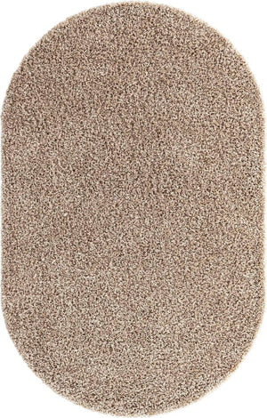 Taupe 5' 3 x 8' Solid Shag Oval Area Rug Thick Soft Touch Fluffy & Plush Shaggy Pile