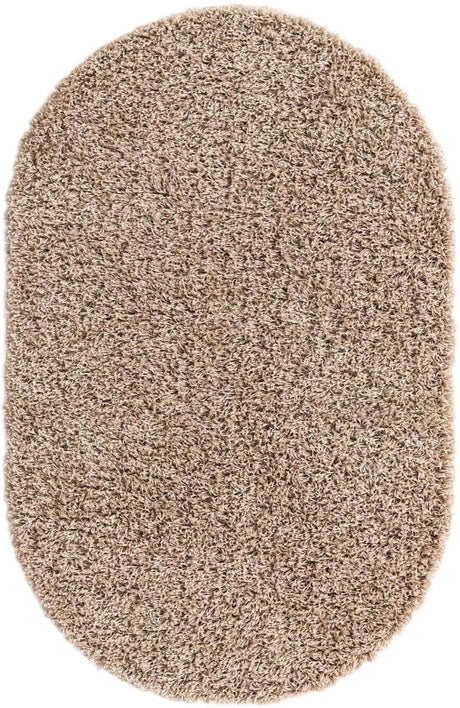Taupe 3' 1 x 5' 3 Solid Shag Oval Area Rug Thick Soft Touch Fluffy & Plush Shaggy Pile