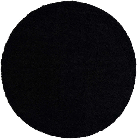 Jet Black 7' 1 x 7' 1 Solid Shag Round Area Rug Thick Soft Touch Fluffy & Plush Shaggy Pile