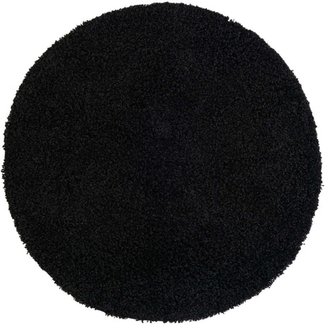 Jet Black 4' 1 x 4' 1 Solid Shag Round Area Rug Thick Soft Touch Fluffy & Plush Shaggy Pile