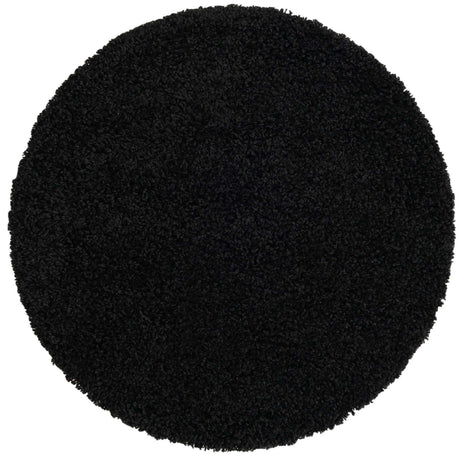 Jet Black 3' 3 x 3' 3 Solid Shag Round Rug