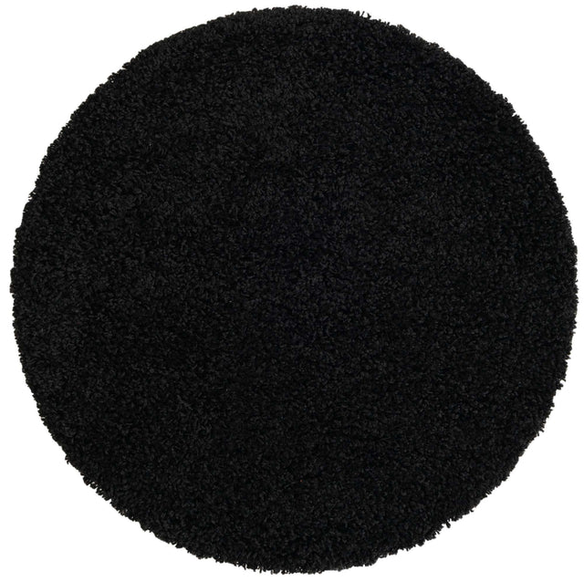 Jet Black 3' 3 x 3' 3 Solid Shag Round Rug