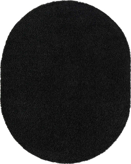 Jet Black 7' 10 x 10' Solid Shag Oval Area Rug Thick Soft Touch Fluffy & Plush Shaggy Pile