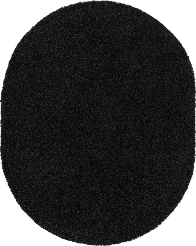 Jet Black 7' 10 x 10' Solid Shag Oval Area Rug Thick Soft Touch Fluffy & Plush Shaggy Pile