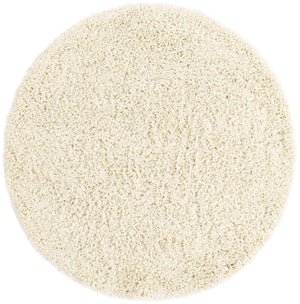 Pure Ivory 4' 1 x 4' 1 Solid Shag Round Area Rug Thick Soft Touch Fluffy & Plush Shaggy Pile Durable Minimalist Carpet for Classic Interior Design for Sale at Rug Engine