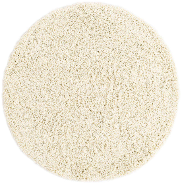 Pure Ivory 4' 1 x 4' 1 Solid Shag Round Area Rug Thick Soft Touch Fluffy & Plush Shaggy Pile Durable Minimalist Carpet for Classic Interior Design for Sale at Rug Engine