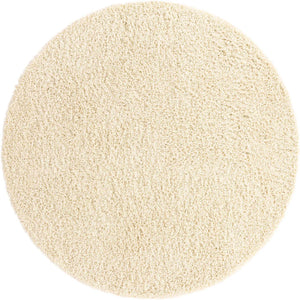 Pure Ivory 3' 1 x 3' 1 Solid Shag Round Area Rug Thick Soft Touch Fluffy & Plush Shaggy Pile